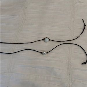 Leather with pearl necklace